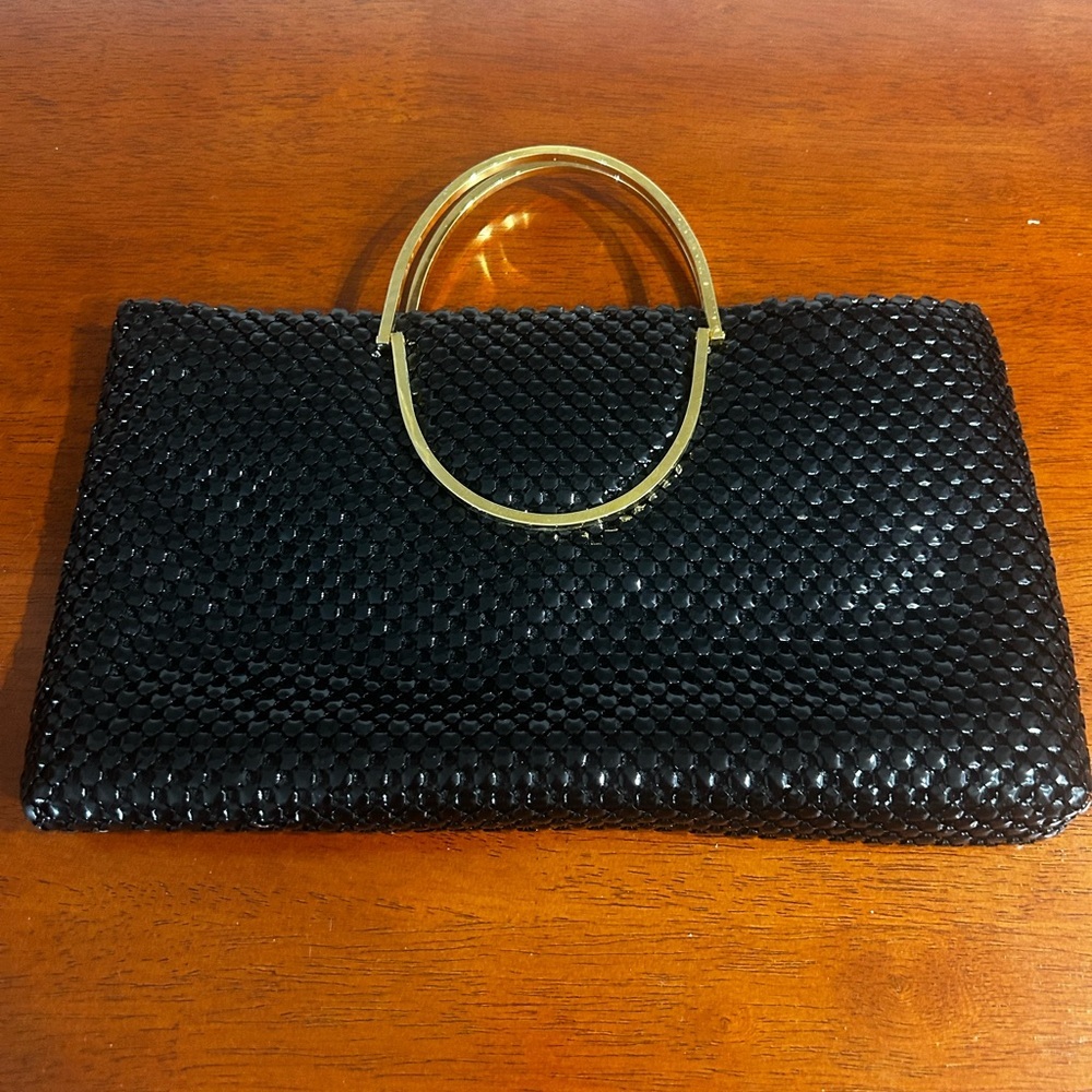 Black chainmail clutch with Gold Accents and matching wallet - Picture 2 of 11